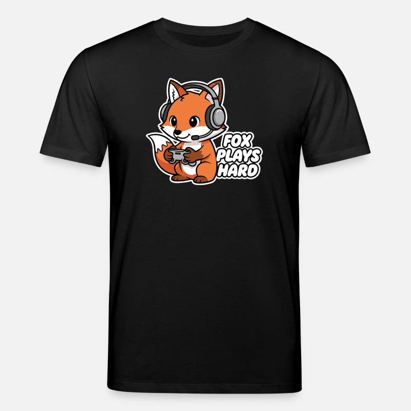Fuchs mit Headset Spielheld - Stanley/Stella Unisex Bio-T-Shirt CREATOR  - Schwarz