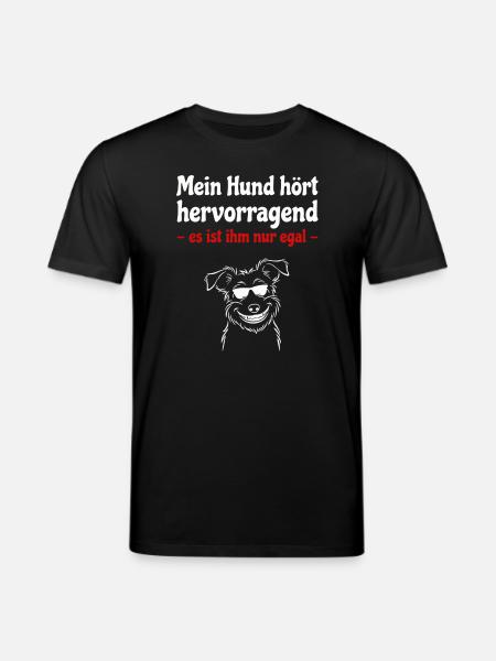 Dog hears excellently - dog with sunglasses - Stanley/Stella CREATOR Unisex Organic T-Shirt - black