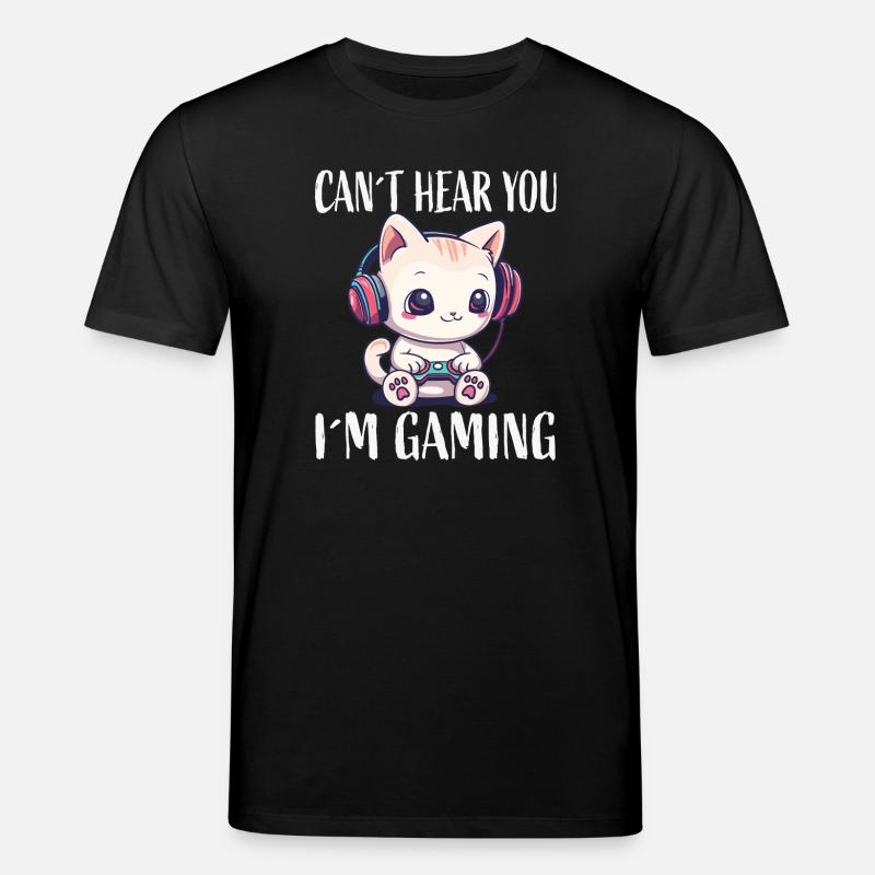 Cat Gaming While Gaming - Stanley/Stella CREATOR Unisex Organic T-Shirt - black