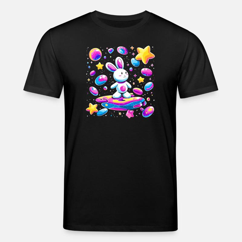 Galactic Rabbit on Surfboard - Stanley/Stella CREATOR Unisex Organic T-Shirt - black