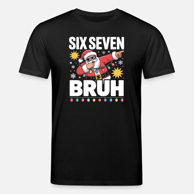 Weihnachtsbruh: Santa mit Lichterkette - Stanley/Stella Unisex Bio-T-Shirt CREATOR  - Schwarz