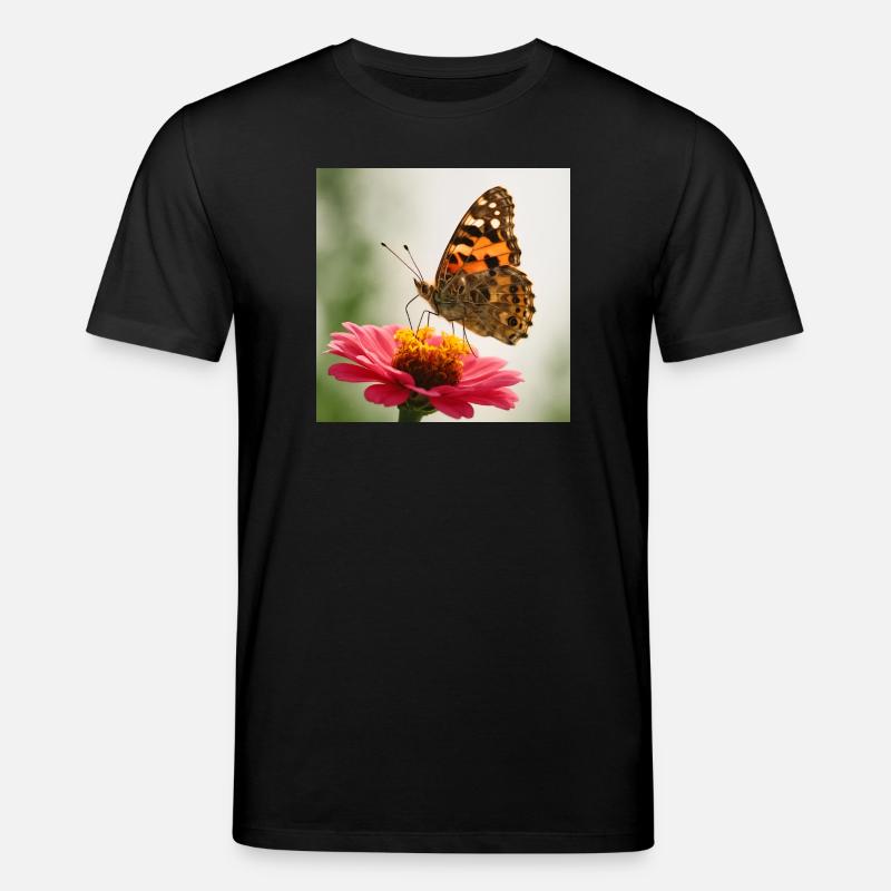 Papillon sur fleur rose - T-shirt bio CREATOR Stanley/Stella Unisexe - noir