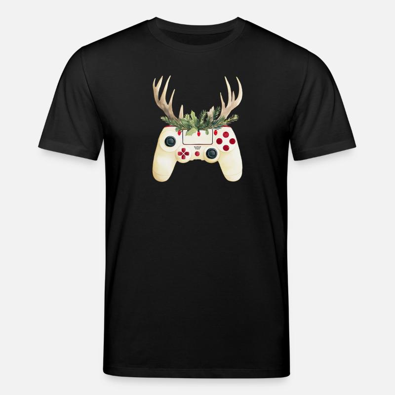 Weihnachtscontroller mit Hirschgeweih - Stanley/Stella Unisex Bio-T-Shirt CREATOR  - Schwarz