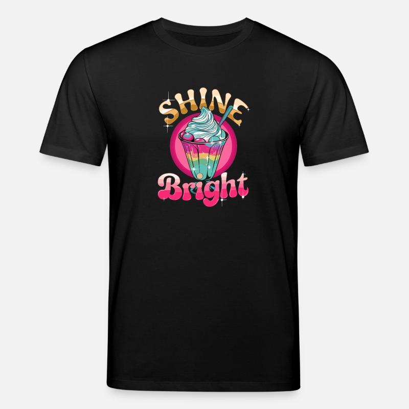  Shine Bright Bunter Eisbecher Regenbogen Dessert - Stanley/Stella Unisex Bio-T-Shirt CREATOR  - Schwarz