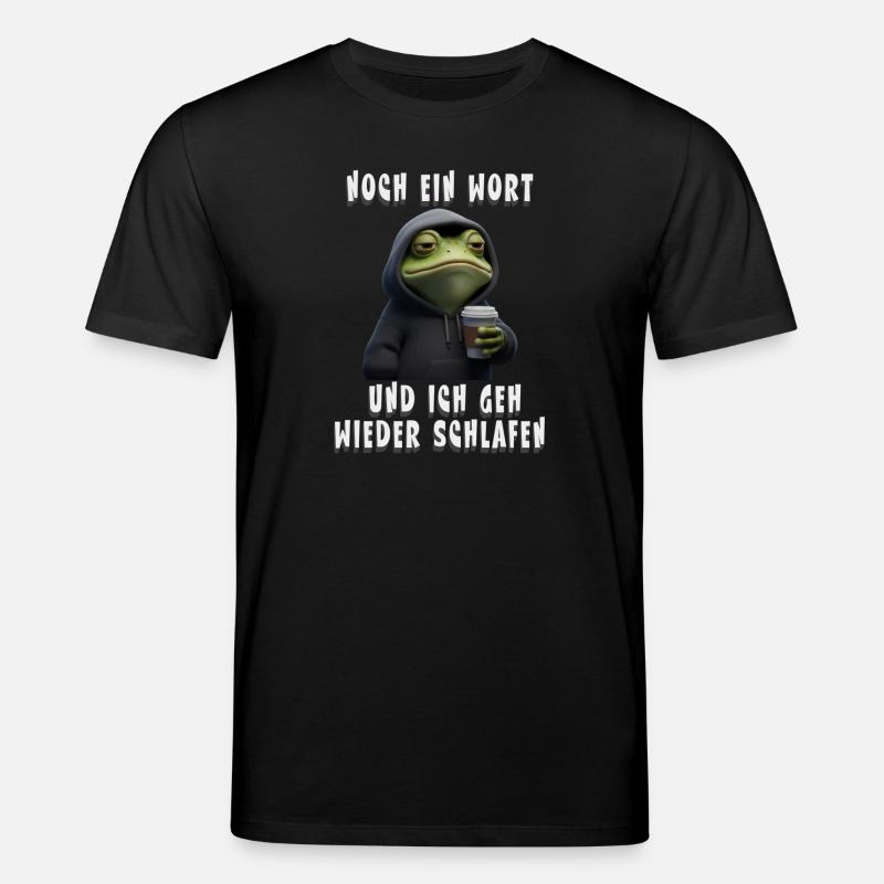 Grumpy Frog with Coffee Cartoon - Stanley/Stella CREATOR Unisex Organic T-Shirt - black