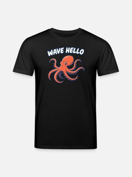 Wave Hello Squid - Stanley/Stella CREATOR Unisex Organic T-Shirt - black