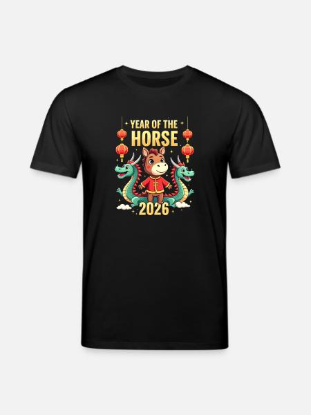 Nouvel An chinois du cheval 2026 - T-shirt bio CREATOR Stanley/Stella Unisexe - noir