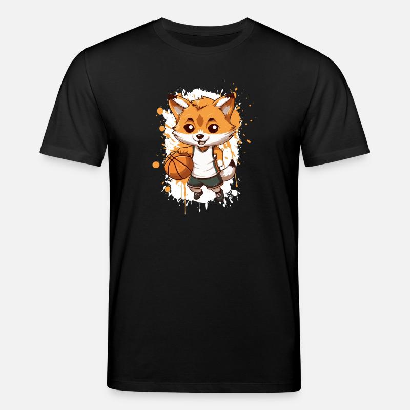 Basketball Fox Comic - T-shirt bio CREATOR Stanley/Stella Unisexe - noir