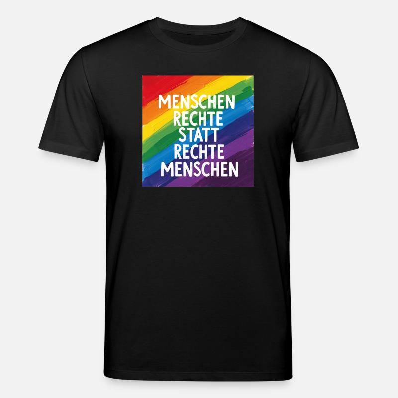 Menschenrechte statt rechte Menschen Regenbogen - Stanley/Stella Unisex Bio-T-Shirt CREATOR  - Schwarz