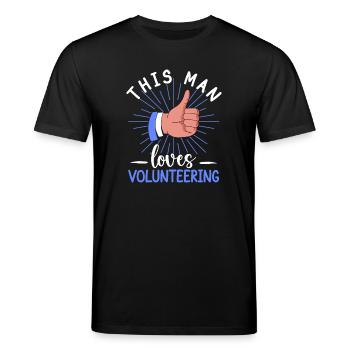 Volunteer Appreciation This Man Loves Volunteer - Stanley/Stella Unisex Bio-T-Shirt CREATOR  - Schwarz - Vorne - Alina (178cm) & Michal (187cm)