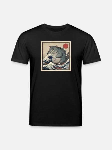 Kaiju-kattemonster i det japanske bølgehav - Stanley/Stella CREATOR økologisk unisex-T-shirt - sort