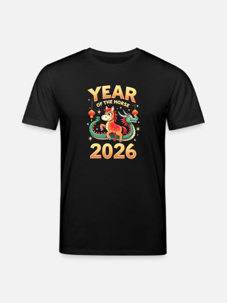 Nouvel An chinois du cheval 2026 - T-shirt bio CREATOR Stanley/Stella Unisexe - noir