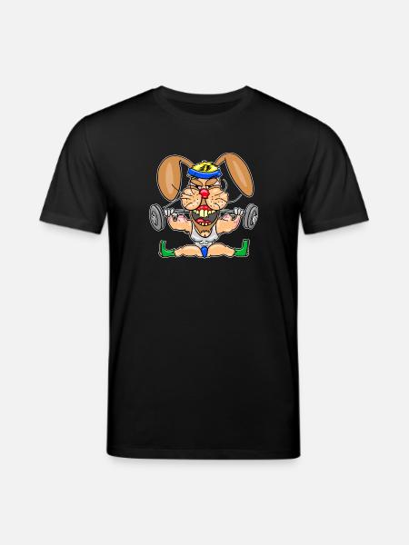 Strong Bunny Gym Cartoon - Stanley/Stella CREATOR Unisex Organic T-Shirt - black