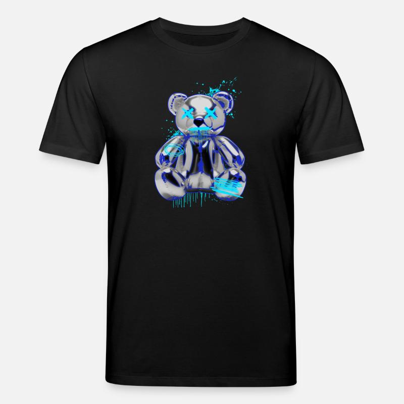 Graffiti-Bär Neon Tropfen Teddybär - Stanley/Stella Unisex Bio-T-Shirt CREATOR  - Schwarz