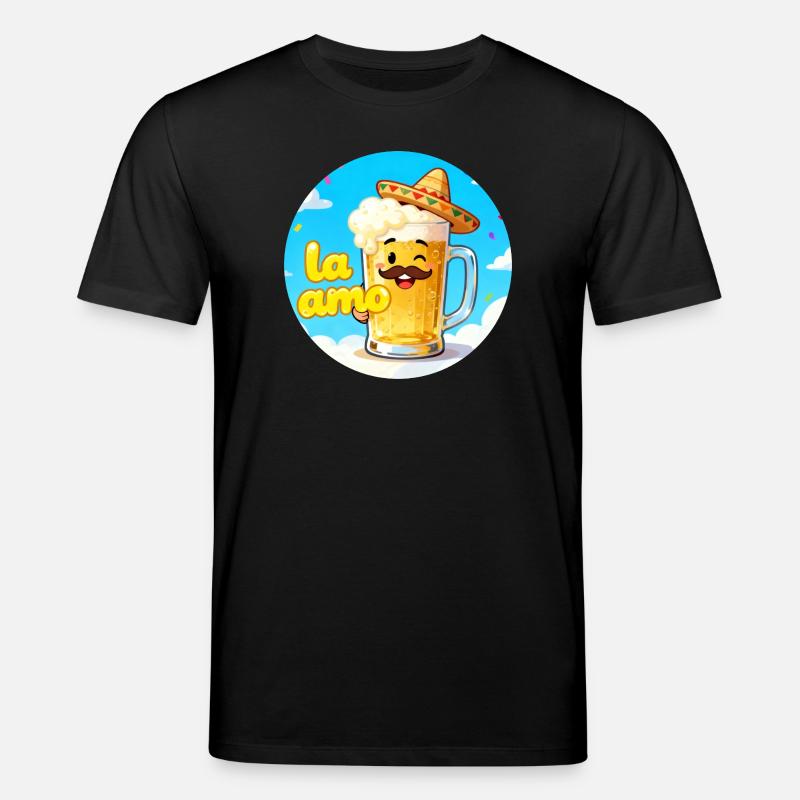 Bier mit Hut und Schnurrbart - Stanley/Stella Unisex Bio-T-Shirt CREATOR  - Schwarz