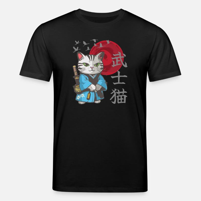 Chat, anime, chaton samouraï japonais - T-shirt bio CREATOR Stanley/Stella Unisexe - noir
