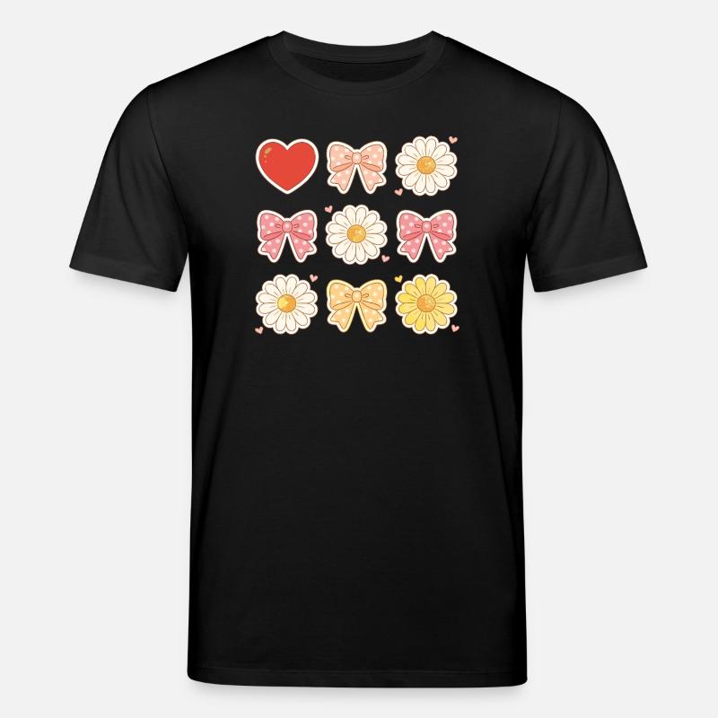 Pastel Daisy Bows Herzmuster - Stanley/Stella Unisex Bio-T-Shirt CREATOR - Schwarz