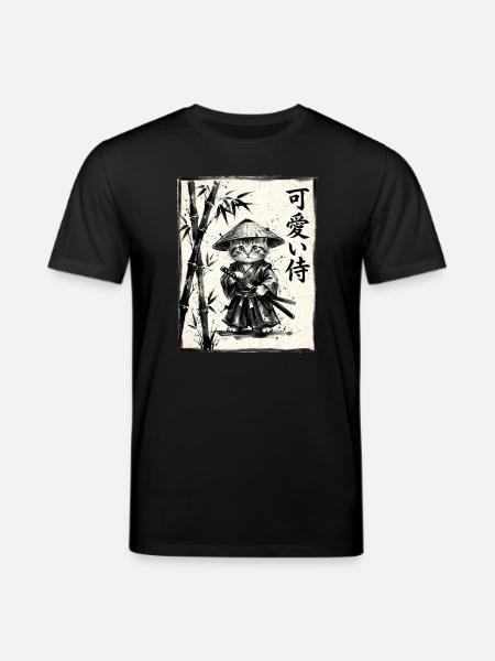 Samurai Cat Sumi-e Ink Drawing - Stanley/Stella CREATOR Unisex Organic T-Shirt - black