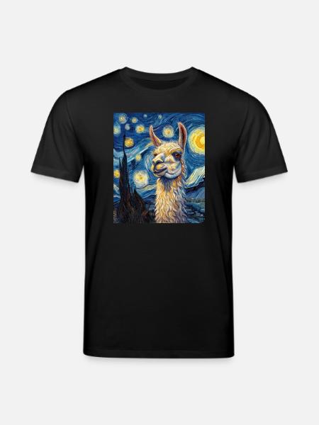 Lama Van Gogh Style - Stanley/Stella CREATOR Unisex Organic T-Shirt - black