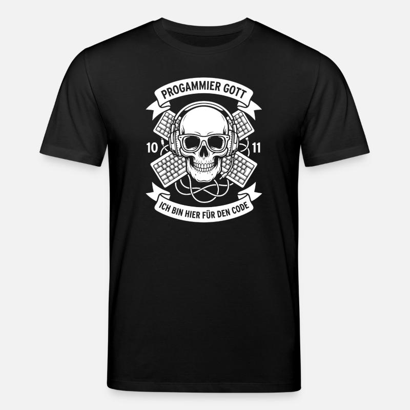 Code Skull with Headphones - Stanley/Stella CREATOR Unisex Organic T-Shirt - black
