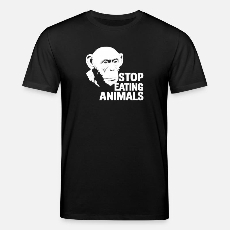 Stop Eating Animals – Chimpanzee Design - Stanley/Stella CREATOR Unisex Organic T-Shirt - black