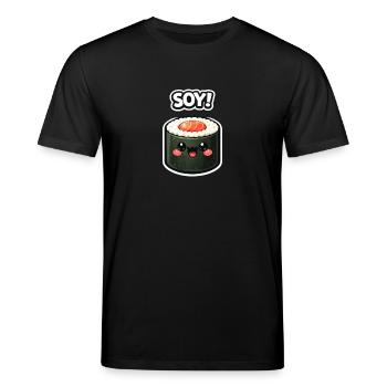 Autocollant de Soja pour le roulé de sushi Kawaii - T-shirt bio CREATOR Stanley/Stella Unisexe - noir - Devant - Alina (178cm) & Michal (187cm)