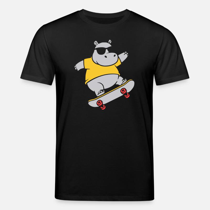 Cooles Nilpferd Skater Skateboard Vektor - Stanley/Stella Unisex Bio-T-Shirt CREATOR  - Schwarz
