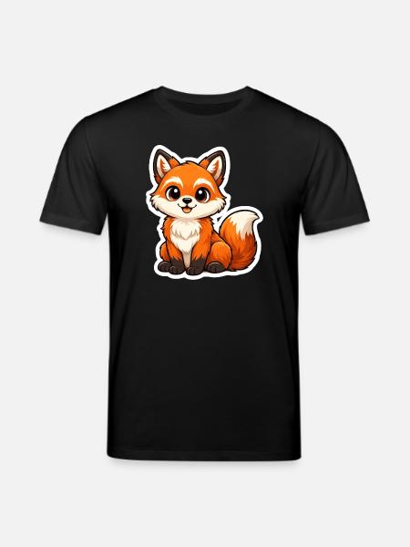 Cute Fox Motif in Cartoon Style - Stanley/Stella CREATOR Unisex Organic T-Shirt - black