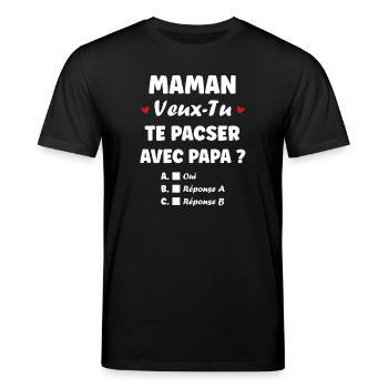 Mor, vil du indgå i et registreret partnerskab med far? - Stanley/Stella CREATOR økologisk unisex-T-shirt - sort - Foran - Alina (178cm) & Michal (187cm)
