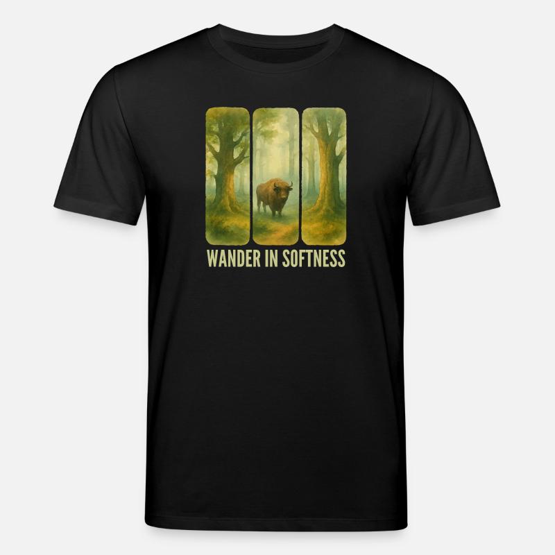 Wandernde Bisons im Wald - Stanley/Stella Unisex Bio-T-Shirt CREATOR  - Schwarz