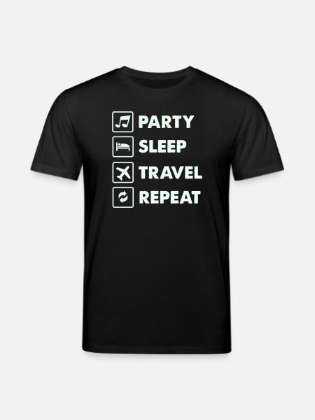 Party Sleep Travel Repeat - Stanley/Stella CREATOR Unisex Organic T-Shirt - black