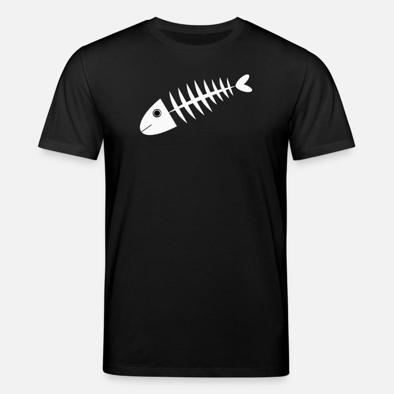 Fish White Herringbone Gift Angler - Stanley/Stella CREATOR Unisex Organic T-Shirt - black