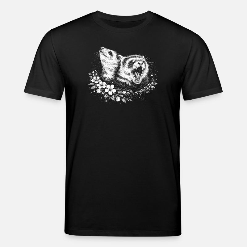 Frettchen im Blumenkreis - Stanley/Stella Unisex Bio-T-Shirt CREATOR  - Schwarz