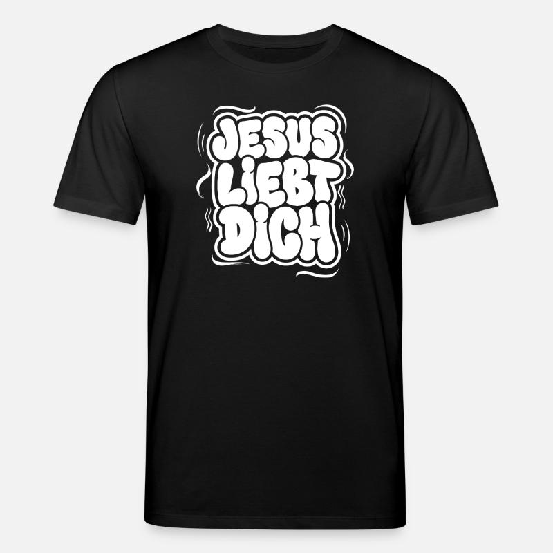 Jesus Liebt Dich Bubblig Schriftzug - Stanley/Stella Unisex Bio-T-Shirt CREATOR  - Schwarz