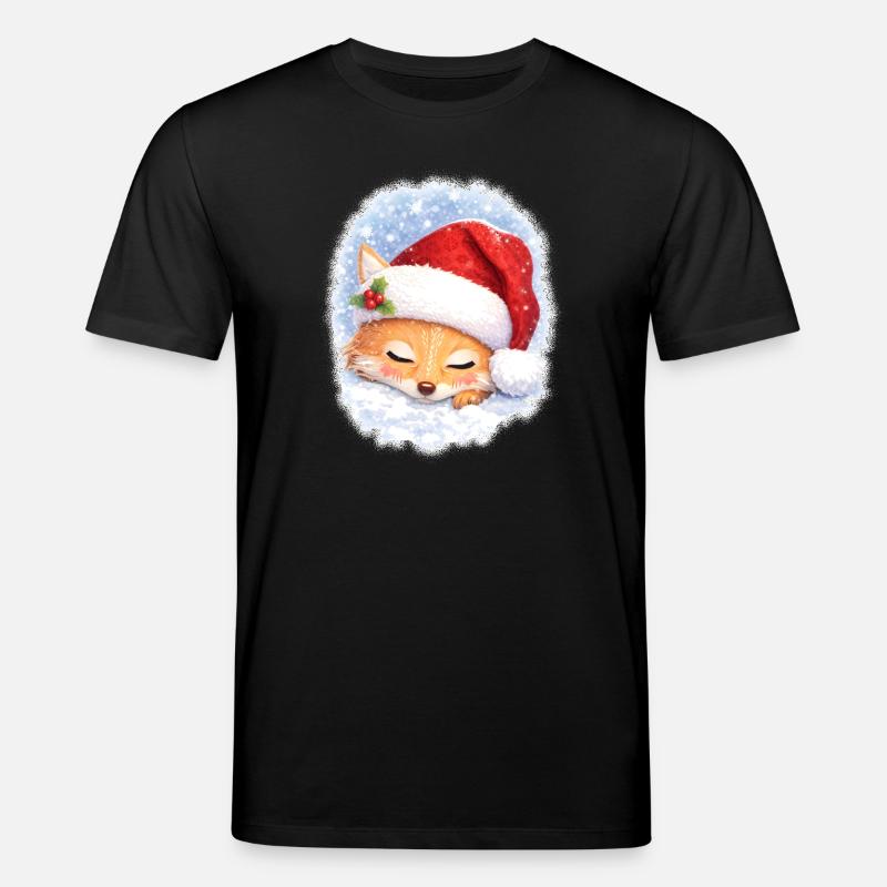 Sleeping fox with Christmas hat - Stanley/Stella CREATOR Unisex Organic T-Shirt - black
