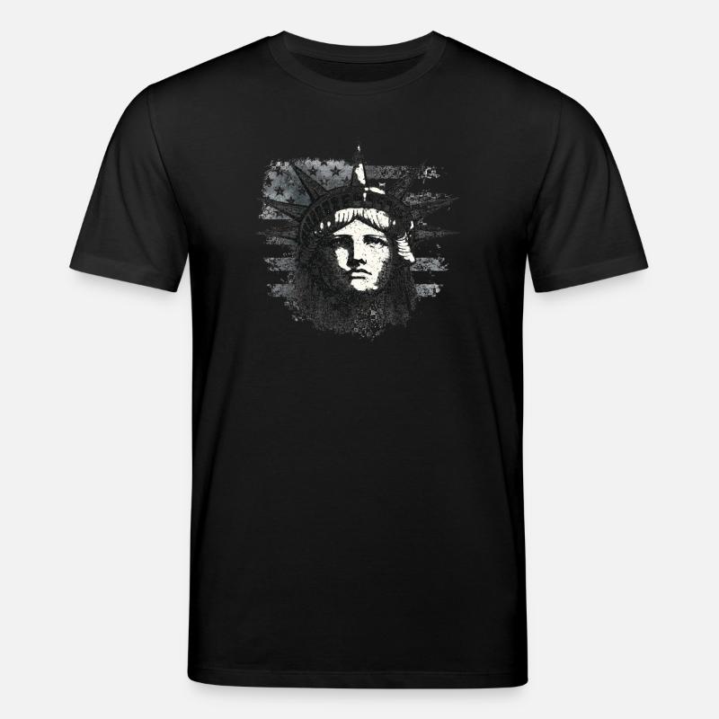 Freiheitsstatue mit US-Flagge - Stanley/Stella Unisex Bio-T-Shirt CREATOR  - Schwarz