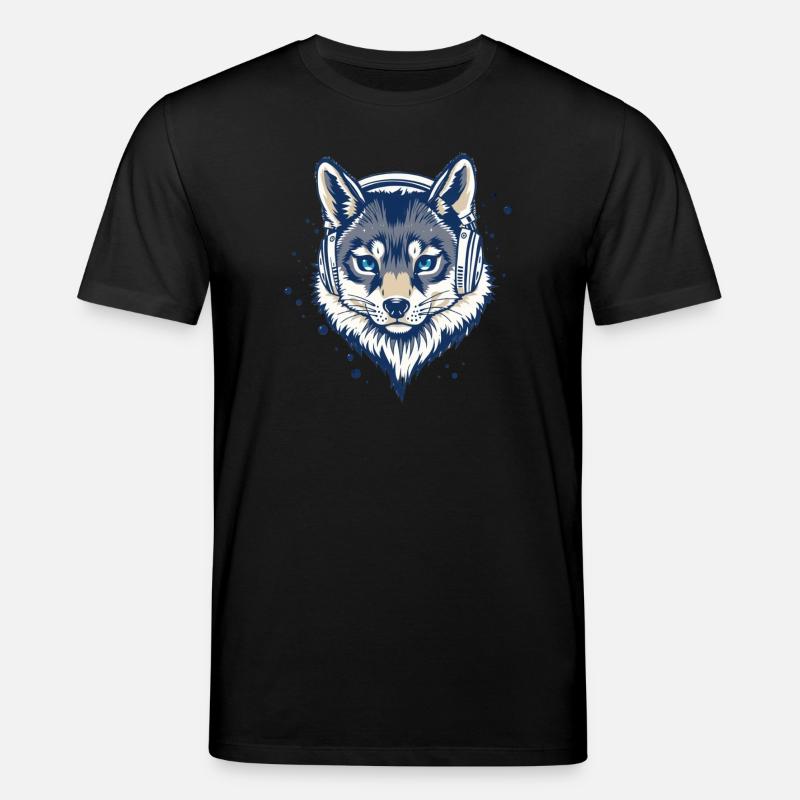 renard cool avec des écouteurs - T-shirt bio CREATOR Stanley/Stella Unisexe - noir