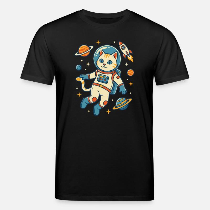 Chat astronaute dans l’espace - T-shirt bio CREATOR Stanley/Stella Unisexe - noir