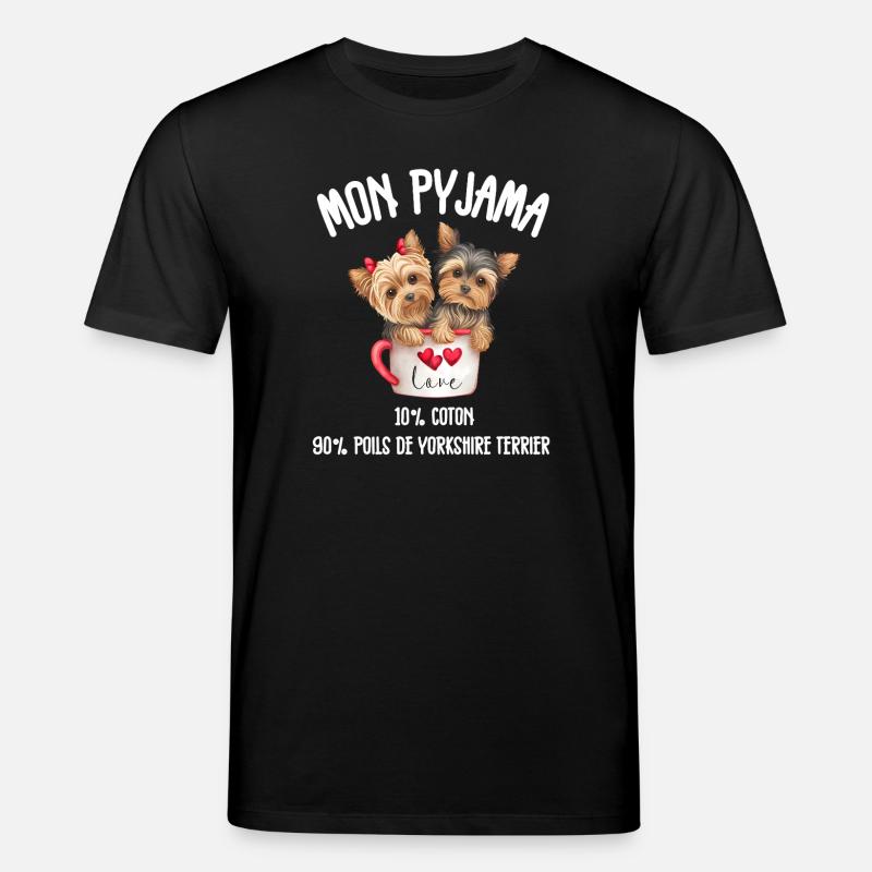 Pyjama Chien Yorkshire Drôle - T-shirt bio CREATOR Stanley/Stella Unisexe - noir