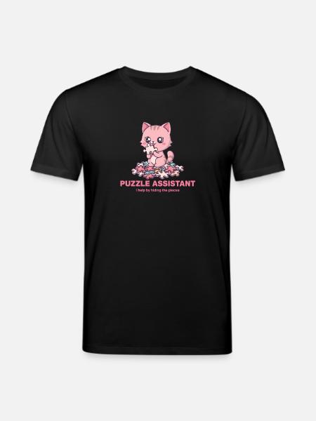 Puzzle Assistand Cat Quote - Stanley/Stella CREATOR Unisex Organic T-Shirt - black