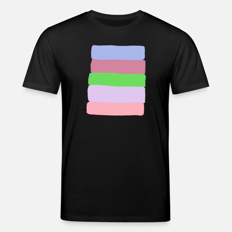Pastel Stripe Stack - Stanley/Stella CREATOR Unisex Organic T-Shirt - black