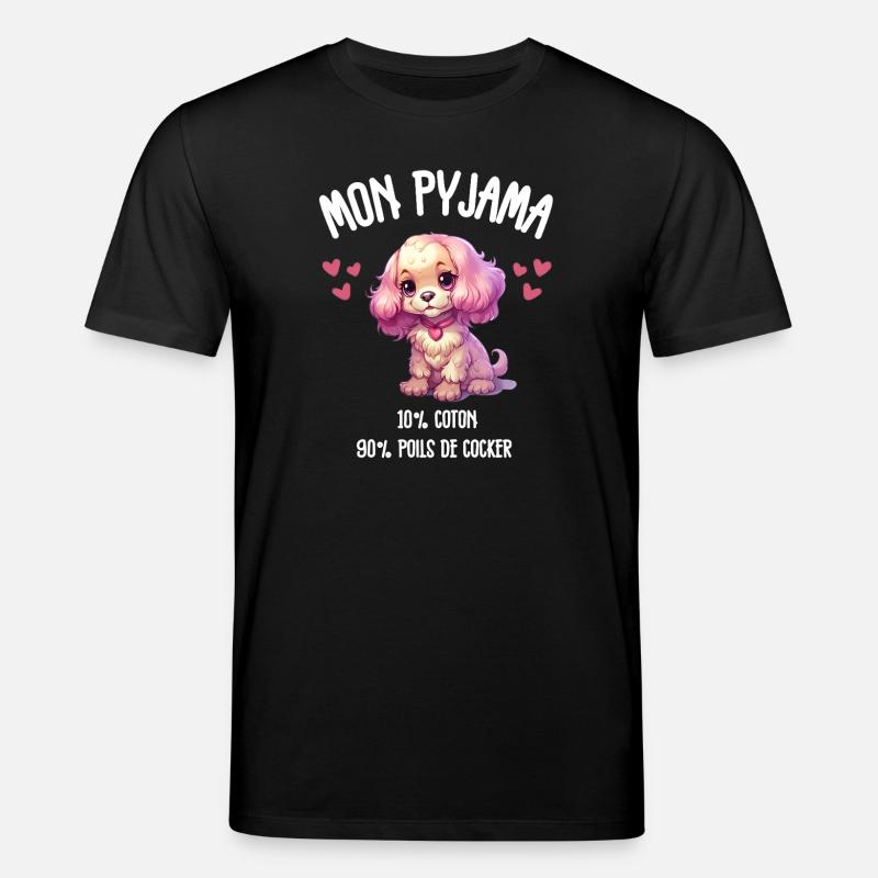 Pyjama Chien Cocker Drôle - T-shirt bio CREATOR Stanley/Stella Unisexe - noir