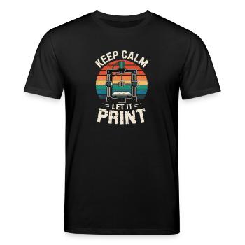 Keep Calm Lad det printe 3D-printer siger retro - Stanley/Stella CREATOR økologisk unisex-T-shirt - sort - Foran - Alina (178cm) & Michal (187cm)