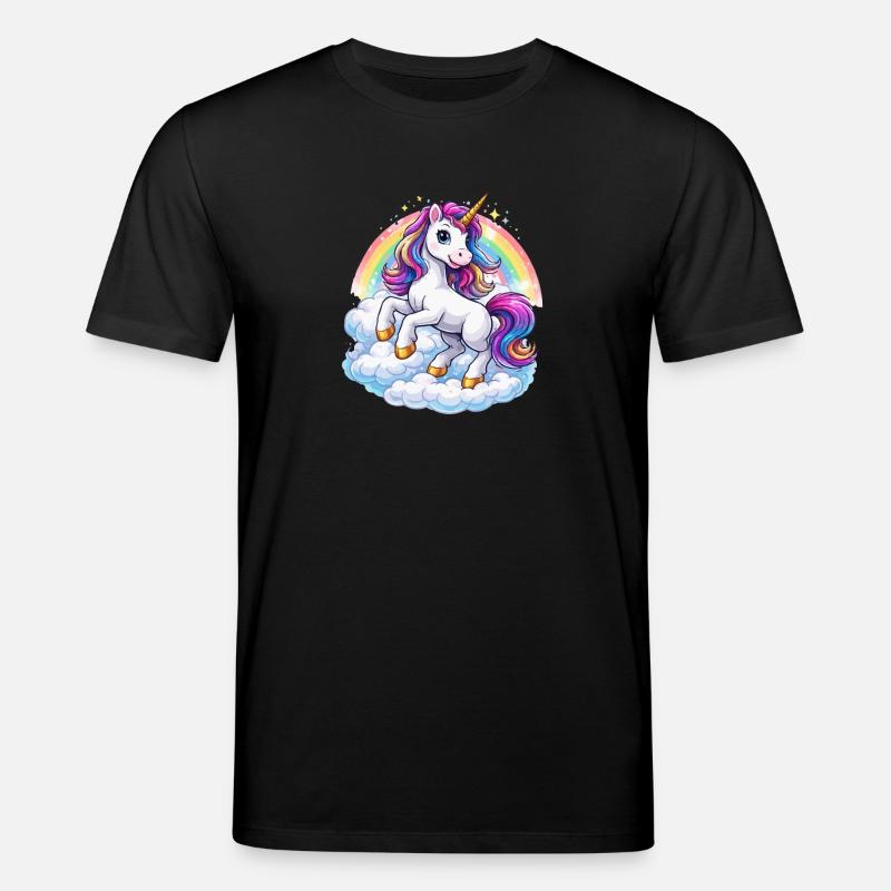Regenbogen-Einhorn über Wolken - Stanley/Stella Unisex Bio-T-Shirt CREATOR  - Schwarz