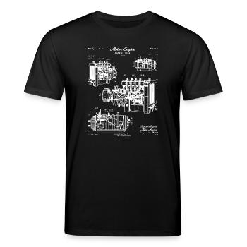 Kunst des Original-Lokomotiven-Bauplans - Stanley/Stella Unisex Bio-T-Shirt CREATOR  - Schwarz - Vorne - Alina (178cm) & Michal (187cm)
