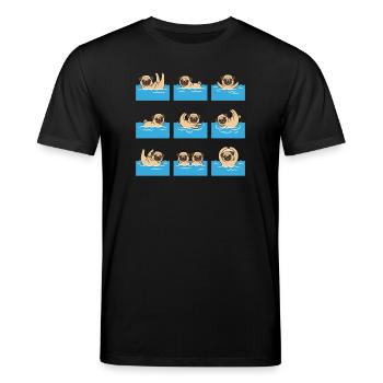 Dessin animé de carlin flottant pour les amateurs de chiens - T-shirt bio CREATOR Stanley/Stella Unisexe - noir - Devant - Alina (178cm) & Michal (187cm)