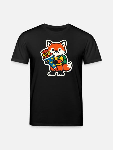 Fuchs mit Geschenk und Rucksack Einschulung - Stanley/Stella Unisex Bio-T-Shirt CREATOR  - Schwarz