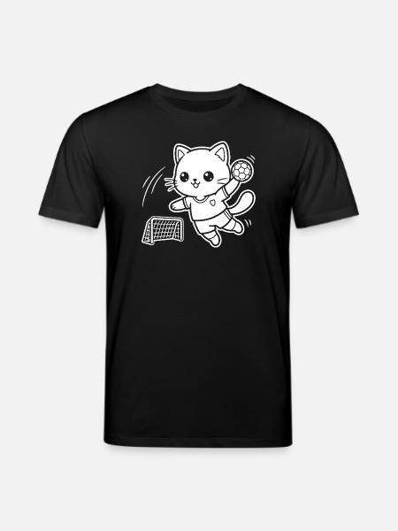Kawaii Cat Handball Player - Stanley/Stella CREATOR Unisex Organic T-Shirt - black