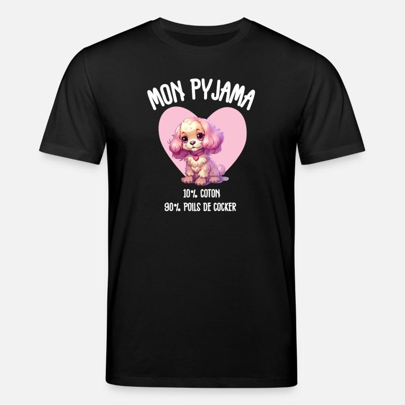 Pyjama Chien Cocker Drôle - T-shirt bio CREATOR Stanley/Stella Unisexe - noir
