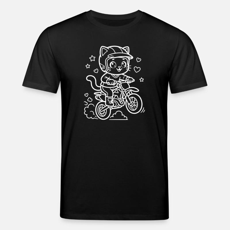 Motocross Kawaii Katze - Stanley/Stella Unisex Bio-T-Shirt CREATOR - Schwarz